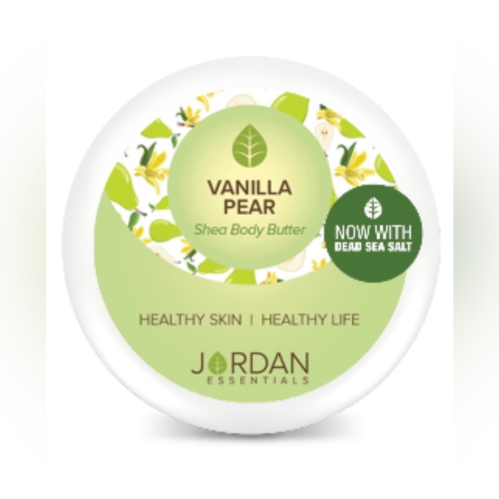 NWT Jordan Essentials Vanilla Pear Salt Scrub Enriched with Dead Sea Salt - 8oz